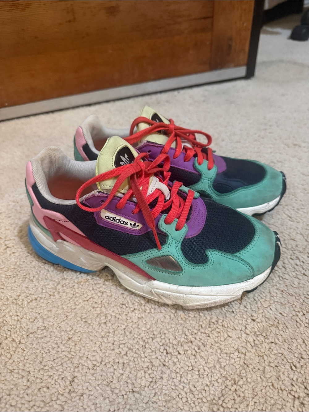 adidas falcon women’s Retro Runner Sneakers - Teal/Purple/Red/Pink